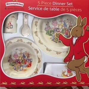 Royal Doulton Bunnykins 5 Piece Set - Cream and Red